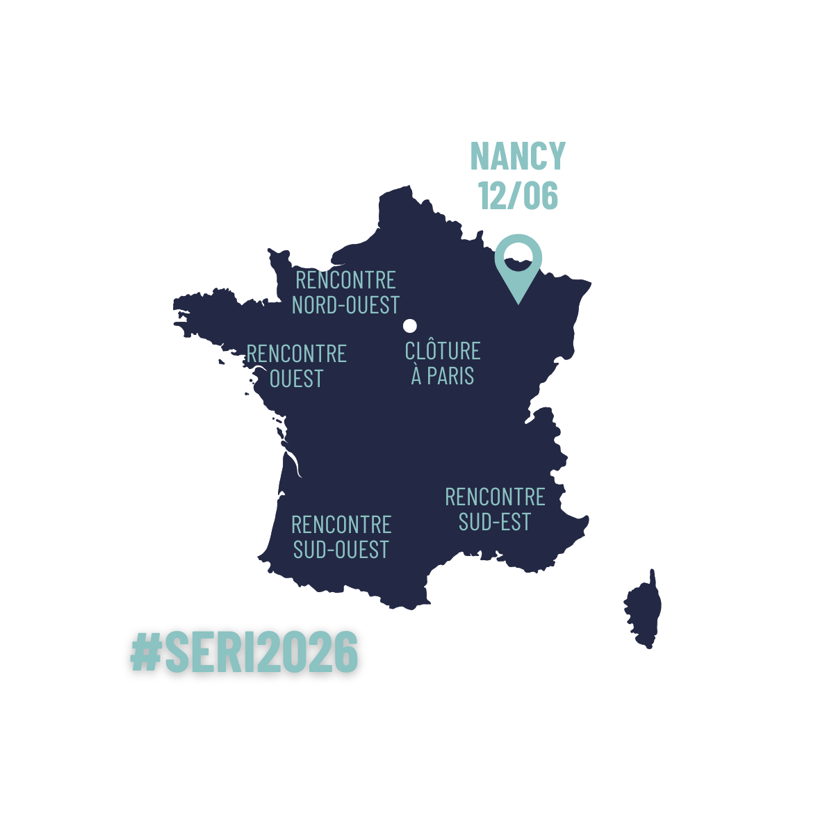 Carte de france avec les rencontres r&eacute;gionales pr&eacute;vues 